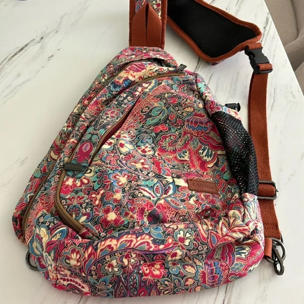 Boho Multicolor Floral Crossbody Sling Bag